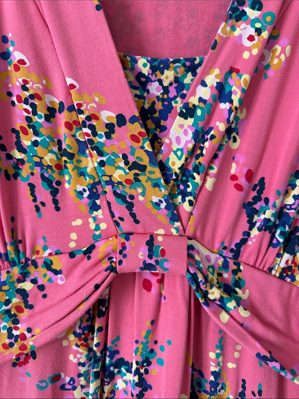 Boden Pink Multi-Color Floral Print V-Neck Dress - Picture 4 of 6
